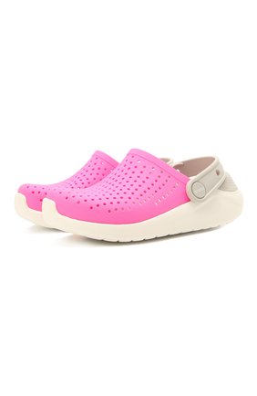 Детские сабо lite ride CROCS розового цвета по цене 3600 руб., арт. 205964-6QR | Фото 1 Детские сабо lite ride CROCS розового цвета, арт. 205964-6QR | Фото 1 (Материал внешний: Экокожа)
