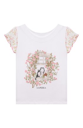 Детская хлопковая пижама LA PERLA белого цвета по цене 9950 руб., арт. 70011/2A-6A | Фото 2 Детская хлопковая пижама LA PERLA белого цвета, арт. 70011/2A-6A | Фото 2