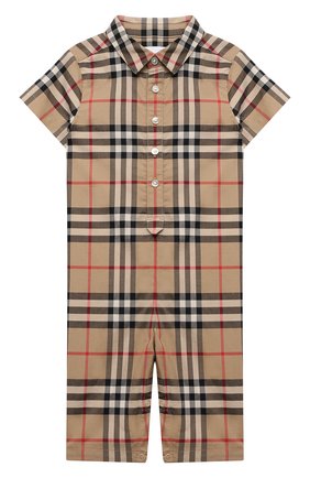 Детское хлопковый комбинезон BURBERRY бежевого цвета по цене 15550 руб., арт. 8036580 | Фото 1 Детское хлопковый комбинезон BURBERRY бежевого цвета, арт. 8036580 | Фото 1