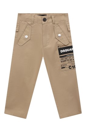 Детские хлопковые брюки DSQUARED2 бежевого цвета по цене 20750 руб., арт. DQ0076-D005S | Фото 1 Детские хлопковые брюки DSQUARED2 бежевого цвета, арт. DQ0076-D005S | Фото 1