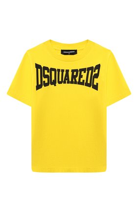 Детская хлопковая футболка DSQUARED2 желтого цвета по цене 6540 руб., арт. DQ0156-D002F | Фото 1 Детская хлопковая футболка DSQUARED2 желтого цвета, арт. DQ0156-D002F | Фото 1 (Материал внешний: Хлопок; Рукава: Короткие; Ростовка одежда: 10 - 11 лет | 140 - 146см, 12 лет | 152 см, 13 - 15 лет | 158 см, 16 лет | 164 см, 4 года | 104 см, 6 лет | 116 см, 8 лет | 128 см)