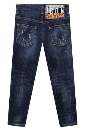 Детские джинсы DSQUARED2 синего цвета по цене 24350 руб., арт. DQ042L-D006G | Фото 2 Детские джинсы DSQUARED2 синего цвета, арт. DQ042L-D006G | Фото 2