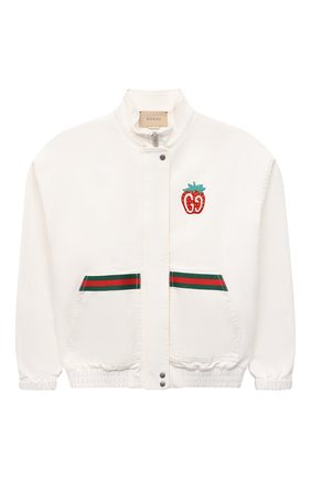 Детская хлопковый бомбер GUCCI белого цвета по цене 68950 руб., арт. 621820/XDBKS | Фото 1 Детская хлопковый бомбер GUCCI белого цвета, арт. 621820/XDBKS | Фото 1