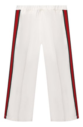 Детские хлопковые брюки GUCCI белого цвета по цене 36350 руб., арт. 544563/XDBKR | Фото 2 Детские хлопковые брюки GUCCI белого цвета, арт. 544563/XDBKR | Фото 2 (Материал внешний: Хлопок; Девочки Кросс-КТ: Брюки-одежда; Региональные ограничения белый список (Axapta Mercury): RU; Случай: Повседневный; Ростовка одежда: 10 - 11 лет | 140 - 146см, 12 лет | 152 см, 5 лет | 110 см, 6 лет | 116 см, 8 лет | 128 см)