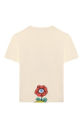 Детская хлопковая футболка GUCCI белого цвета по цене 10800 руб., арт. 580991/XJC9N | Фото 2 Детская хлопковая футболка GUCCI белого цвета, арт. 580991/XJC9N | Фото 2