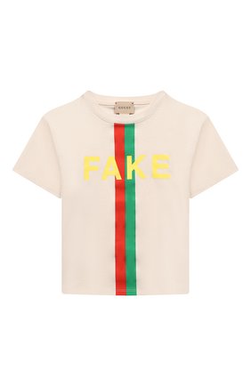 Детская хлопковая футболка GUCCI белого цвета по цене 14500 руб., арт. 586167/XJC7Q | Фото 1 Детская хлопковая футболка GUCCI белого цвета, арт. 586167/XJC7Q | Фото 1