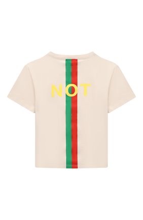 Детская хлопковая футболка GUCCI белого цвета по цене 14500 руб., арт. 586167/XJC7Q | Фото 2 Детская хлопковая футболка GUCCI белого цвета, арт. 586167/XJC7Q | Фото 2