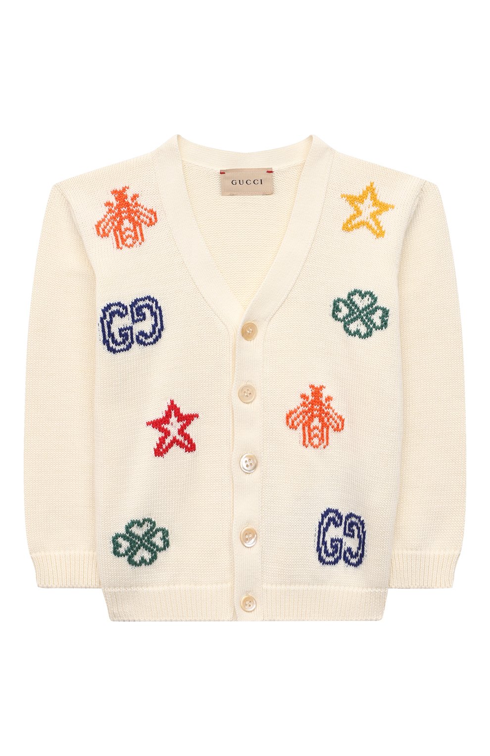 Детский хлопковый кардиган GUCCI белого цвета, арт. 639457/XKBMX | Фото 1