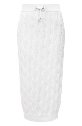 Женская юбка из хлопка и льна BRUNELLO CUCINELLI белого цвета по цене 187500 руб., арт. M70573289 | Фото 1