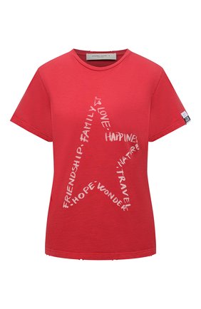 Женская хлопковая футболка GOLDEN GOOSE DELUXE BRAND красного цвета по цене 12050 руб., арт. GWP00745.P000420 | Фото 1 Женская хлопковая футболка GOLDEN GOOSE DELUXE BRAND красного цвета, арт. GWP00745.P000420 | Фото 1