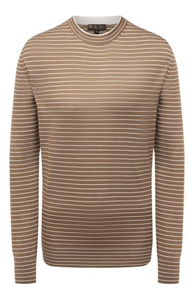 Женский пуловер из кашемира и шелка LORO PIANA коричневого цвета, арт. FAL5235 | Фото 1 (Рукава: Длинные; Материал внешний: Шелк, Шерсть, Кашемир; Длина (для топов): Стандартные; Стили: Кэжуэл; Женское Кросс-КТ: Пуловер-одежда; Региональные ограничения белый список (Axapta Mercury): RU)
