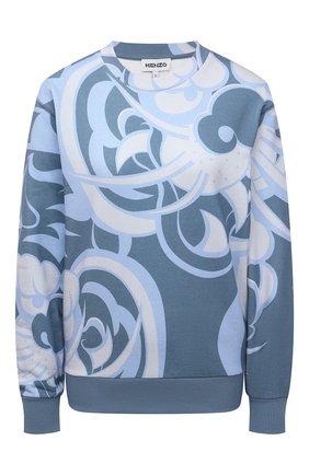 Женский хлопковый свитшот KENZO голубого цвета по цене 32850 руб., арт. FB52SW6224ML | Фото 1 Женский хлопковый свитшот KENZO голубого цвета, арт. FB52SW6224ML | Фото 1