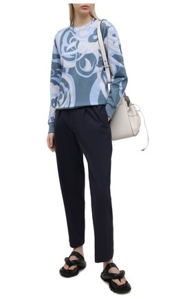Женские брюки KENZO синего цвета по цене 32850 руб., арт. FB52PA0275AI | Фото 2 Женские брюки KENZO синего цвета, арт. FB52PA0275AI | Фото 2