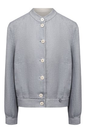 Женская льняная куртка GIORGIO ARMANI голубого цвета по цене 199500 руб., арт. 1SH0C052/T02FE | Фото 1 Женская льняная куртка GIORGIO ARMANI голубого цвета, арт. 1SH0C052/T02FE | Фото 1