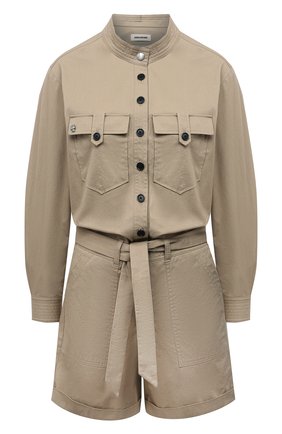 Женский хлопковый комбинезон ZADIG&VOLTAIRE темно-бежевого цвета по цене 39400 руб., арт. SKCT8802F | Фото 1 Женский хлопковый комбинезон ZADIG&VOLTAIRE темно-бежевого цвета, арт. SKCT8802F | Фото 1