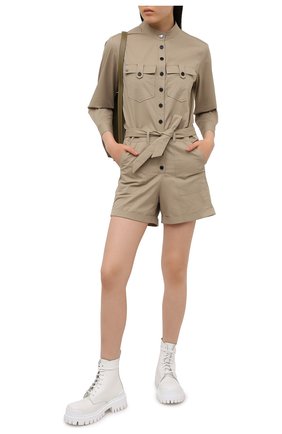 Женский хлопковый комбинезон ZADIG&VOLTAIRE темно-бежевого цвета по цене 39400 руб., арт. SKCT8802F | Фото 2 Женский хлопковый комбинезон ZADIG&VOLTAIRE темно-бежевого цвета, арт. SKCT8802F | Фото 2