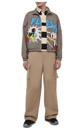 Мужское хлопковое поло GUCCI черно-белого цвета по цене 54500 руб., арт. 645251/XJC6F | Фото 2 Мужское хлопковое поло GUCCI черно-белого цвета, арт. 645251/XJC6F | Фото 2