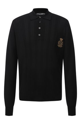 Мужское поло из шелка и хлопка DOLCE & GABBANA черного цвета по цене 95000 руб., арт. GXE13Z/JBMJ6 | Фото 1 Мужское поло из шелка и хлопка DOLCE & GABBANA черного цвета, арт. GXE13Z/JBMJ6 | Фото 1