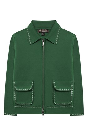 Детский шерстяной кардиган LORO PIANA зеленого цвета по цене 84100 руб., арт. FAL5597 | Фото 1 Детский шерстяной кардиган LORO PIANA зеленого цвета, арт. FAL5597 | Фото 1