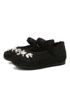 Детские балетки DOLCE & GABBANA черного цвета по цене 24100 руб., арт. D20057/A9158 | Фото 1 Детские балетки DOLCE & GABBANA черного цвета, арт. D20057/A9158 | Фото 1 (Материал внутренний: Натуральная кожа; Материал внешний: Текстиль)