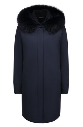 Женская парка с меховой отделкой LORO PIANA темно-синего цвета по цене 496500 руб., арт. FAE5502 | Фото 1 Женская парка с меховой отделкой LORO PIANA темно-синего цвета, арт. FAE5502 | Фото 1