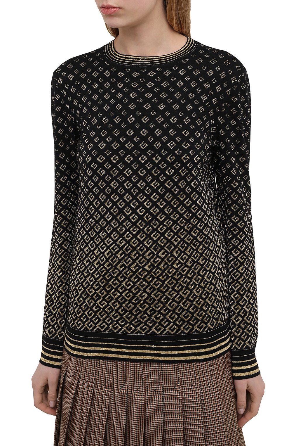 Женский шерстяной пуловер GUCCI черного цвета, арт. 650376/XKB0G | Фото 3 (Материал внешний: Шерсть; Рукава: Длинные; Длина (для топов): Стандартные; Региональные ограничения белый список (Axapta Mercury): RU; Женское Кросс-КТ: Пуловер-одежда; Стили: Кэжуэл)