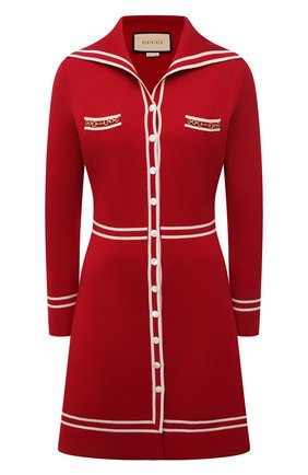 Женское шерстяное платье GUCCI красного цвета по цене 148600 руб., арт. 644564/XKBNZ | Фото 1 Женское шерстяное платье GUCCI красного цвета, арт. 644564/XKBNZ | Фото 1