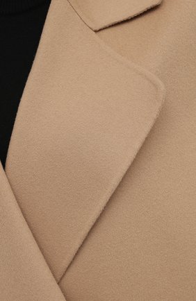 Женское шерстяное пальто STELLA MCCARTNEY бежевого цвета, арт. 602900/SPB05 | Фото 5 (Материал внешний: Шерсть; Рукава: Длинные; Длина (верхняя одежда): До колена; 1-2-бортные: Двубортные; Стили: Кэжуэл)