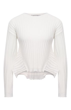 Женский пуловер из шерсти и вискозы STELLA MCCARTNEY белого цвета, арт. 602889/S2240 | Фото 1 (Материал внешний: Вискоза, Шерсть; Рукава: Длинные; Длина (для топов): Стандартные; Женское Кросс-КТ: Пуловер-одежда; Стили: Бохо; Региональные ограничения белый список (Axapta Mercury): RU)