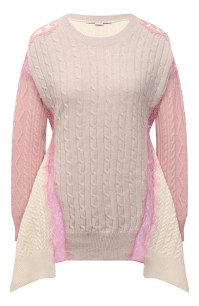 Женский шерстяной свитер STELLA MCCARTNEY светло-розового цвета, арт. 602866/S2237 | Фото 1 (Рукава: Длинные; Материал внешний: Шерсть; Длина (для топов): Стандартные; Стили: Бохо; Женское Кросс-КТ: Свитер-одежда; Региональные ограничения белый список (Axapta Mercury): RU)