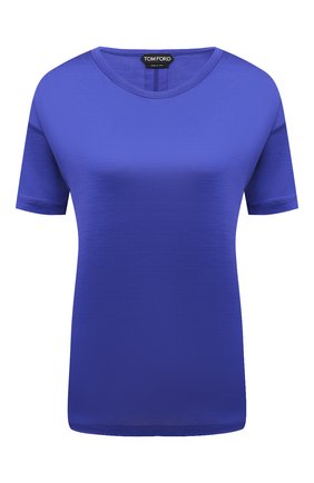 Женская шелковая футболка TOM FORD синего цвета по цене 84500 руб., арт. TSJ383-FAX835 | Фото 1 Женская шелковая футболка TOM FORD синего цвета, арт. TSJ383-FAX835 | Фото 1