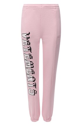 Женские хлопковые джоггеры VETEMENTS розового цвета по цене 76450 руб., арт. WE51PA940P 1605/BABY PINK | Фото 1 Женские хлопковые джоггеры VETEMENTS розового цвета, арт. WE51PA940P 1605/BABY PINK | Фото 1