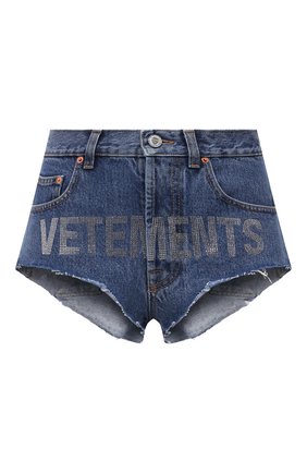 Женские джинсовые шорты VETEMENTS синего цвета по цене 85550 руб., арт. WE51PA310B 2803/BLUE | Фото 1 Женские джинсовые шорты VETEMENTS синего цвета, арт. WE51PA310B 2803/BLUE | Фото 1