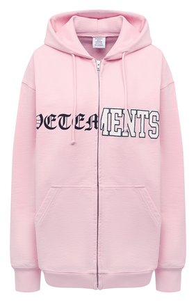 Женский хлопковая толстовка VETEMENTS розового цвета по цене 85550 руб., арт. UE51TR870P 1605/W | Фото 1 Женский хлопковая толстовка VETEMENTS розового цвета, арт. UE51TR870P 1605/W | Фото 1