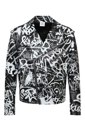 Мужская кожаная куртка VETEMENTS черно-белого цвета по цене 373000 руб., арт. UE51JA750BL 2470/M | Фото 1 Мужская кожаная куртка VETEMENTS черно-белого цвета, арт. UE51JA750BL 2470/M | Фото 1