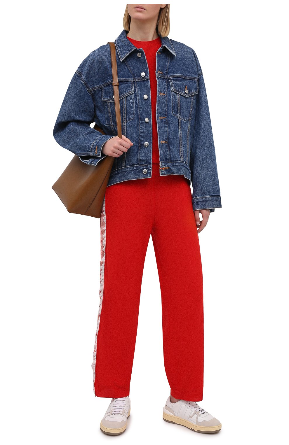 Женские шерстяные брюки STELLA MCCARTNEY красного цвета, арт. 581719/S2235 | Фото 2 (Материал внешний: Шерсть; Длина (брюки, джинсы): Стандартные; Женское Кросс-КТ: Брюки-одежда; Силуэт Ж (брюки и джинсы): Прямые; Региональные ограничения белый список (Axapta Mercury): RU; Стили: Спорт-шик)