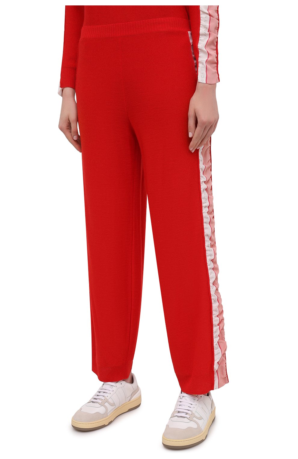 Женские шерстяные брюки STELLA MCCARTNEY красного цвета, арт. 581719/S2235 | Фото 3 (Материал внешний: Шерсть; Длина (брюки, джинсы): Стандартные; Женское Кросс-КТ: Брюки-одежда; Силуэт Ж (брюки и джинсы): Прямые; Региональные ограничения белый список (Axapta Mercury): RU; Стили: Спорт-шик)
