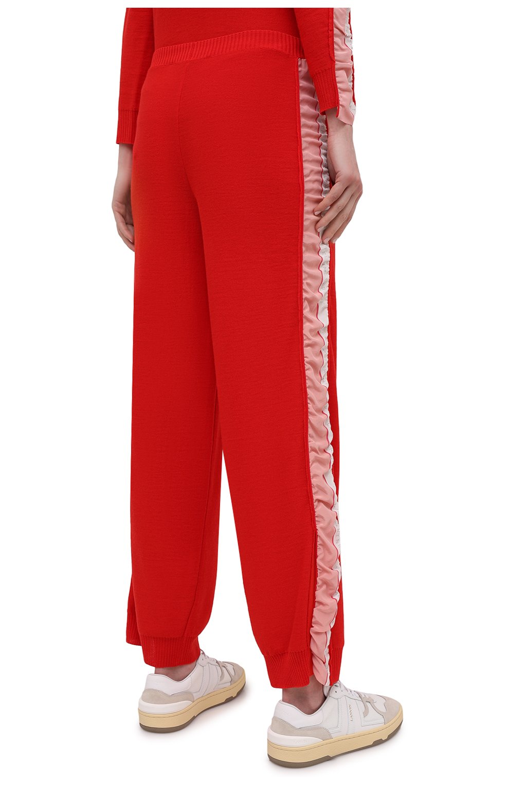 Женские шерстяные брюки STELLA MCCARTNEY красного цвета, арт. 581719/S2235 | Фото 4 (Материал внешний: Шерсть; Длина (брюки, джинсы): Стандартные; Женское Кросс-КТ: Брюки-одежда; Силуэт Ж (брюки и джинсы): Прямые; Региональные ограничения белый список (Axapta Mercury): RU; Стили: Спорт-шик)