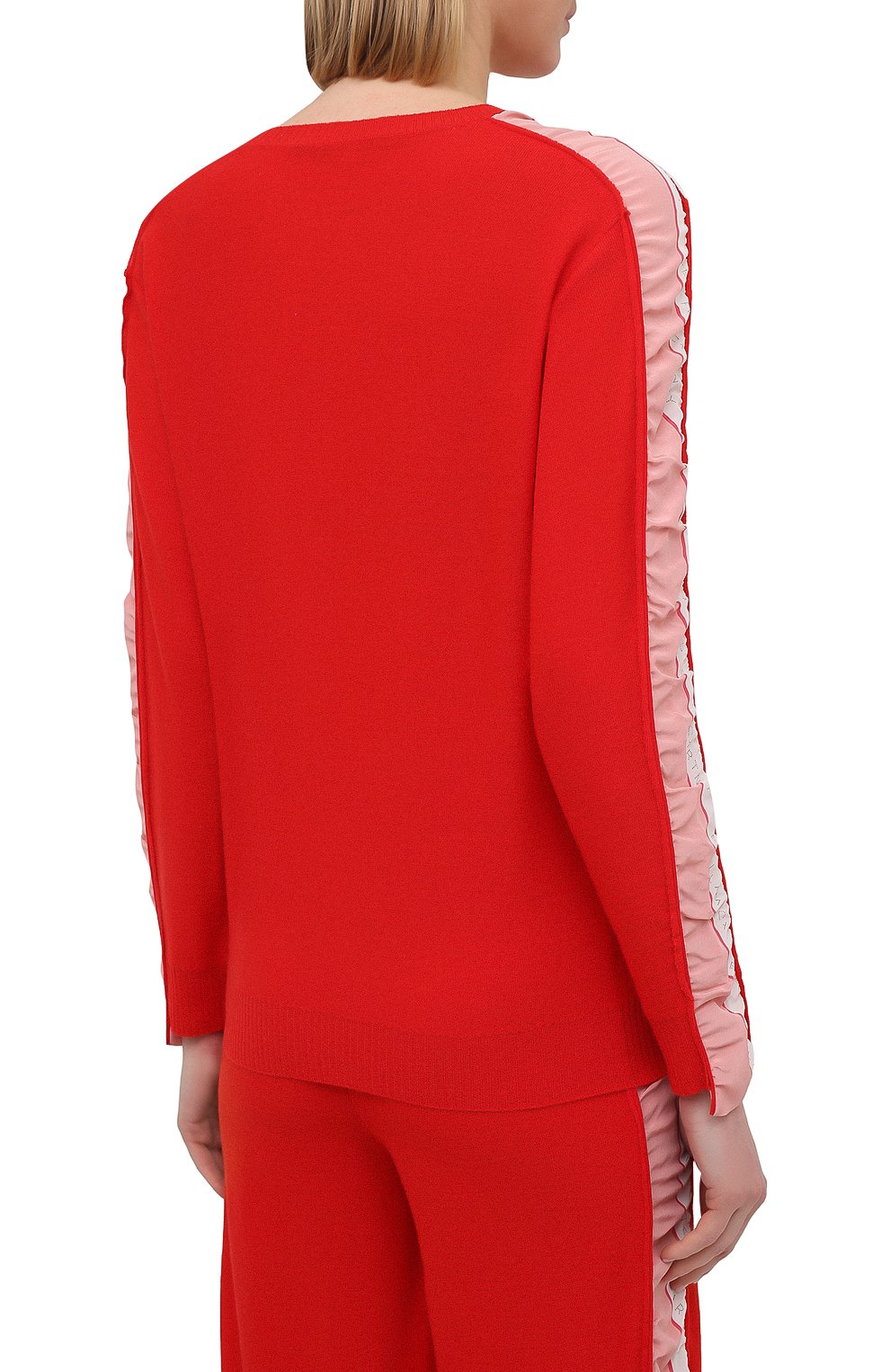 Женский шерстяной пуловер STELLA MCCARTNEY красного цвета, арт. 575384/S2235 | Фото 4 (Материал внешний: Шерсть; Рукава: Длинные; Длина (для топов): Стандартные; Региональные ограничения белый список (Axapta Mercury): RU; Стили: Спорт-шик; Женское Кросс-КТ: Пуловер-одежда)