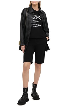 Женская хлопковая футболка STELLA MCCARTNEY черного цвета по цене 24450 руб., арт. 601849/SMP86 | Фото 2 Женская хлопковая футболка STELLA MCCARTNEY черного цвета, арт. 601849/SMP86 | Фото 2