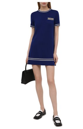 Женское шерстяное платье GUCCI синего цвета по цене 97200 руб., арт. 650387/XKBNZ | Фото 2 Женское шерстяное платье GUCCI синего цвета, арт. 650387/XKBNZ | Фото 2