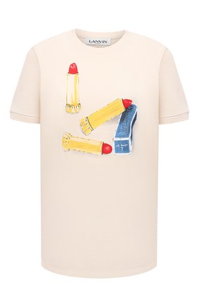 Женская хлопковая футболка LANVIN кремвого цвета по цене 37200 руб., арт. RW-T0688J-JU01-P21 | Фото 1 Женская хлопковая футболка LANVIN кремвого цвета, арт. RW-T0688J-JU01-P21 | Фото 1