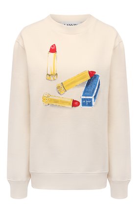 Женский хлопковый свитшот LANVIN кремвого цвета по цене 52100 руб., арт. RW-T0660J-JU02-P21 | Фото 1 Женский хлопковый свитшот LANVIN кремвого цвета, арт. RW-T0660J-JU02-P21 | Фото 1