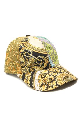Женская шелковая бейсболка VERSACE разноцветного цвета по цене 54700 руб., арт. ICAP004/1F00508 | Фото 1 Женская шелковая бейсболка VERSACE разноцветного цвета, арт. ICAP004/1F00508 | Фото 1