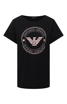 Женская хлопковая футболка EMPORIO ARMANI черного цвета по цене 6590 руб., арт. 164340/1P255 | Фото 1 Женская хлопковая футболка EMPORIO ARMANI черного цвета, арт. 164340/1P255 | Фото 1