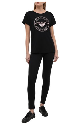 Женская хлопковая футболка EMPORIO ARMANI черного цвета по цене 6590 руб., арт. 164340/1P255 | Фото 2 Женская хлопковая футболка EMPORIO ARMANI черного цвета, арт. 164340/1P255 | Фото 2