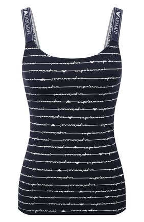 Женская хлопковый топ EMPORIO ARMANI темно-синего цвета по цене 5945 руб., арт. 164319/1P219 | Фото 1 Женская хлопковый топ EMPORIO ARMANI темно-синего цвета, арт. 164319/1P219 | Фото 1