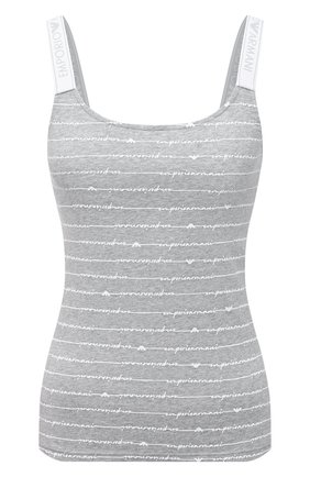 Женская хлопковый топ EMPORIO ARMANI серого цвета по цене 5945 руб., арт. 164319/1P219 | Фото 1 Женская хлопковый топ EMPORIO ARMANI серого цвета, арт. 164319/1P219 | Фото 1
