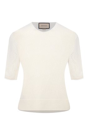 Женский шерстяной пуловер GUCCI белого цвета по цене 65100 руб., арт. 650676/XKBL7 | Фото 1 Женский шерстяной пуловер GUCCI белого цвета, арт. 650676/XKBL7 | Фото 1