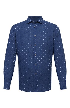 Мужская льняная рубашка 120% LINO синего цвета по цене 25050 руб., арт. T0M1311/E727/000 | Фото 1 Мужская льняная рубашка 120% LINO синего цвета, арт. T0M1311/E727/000 | Фото 1